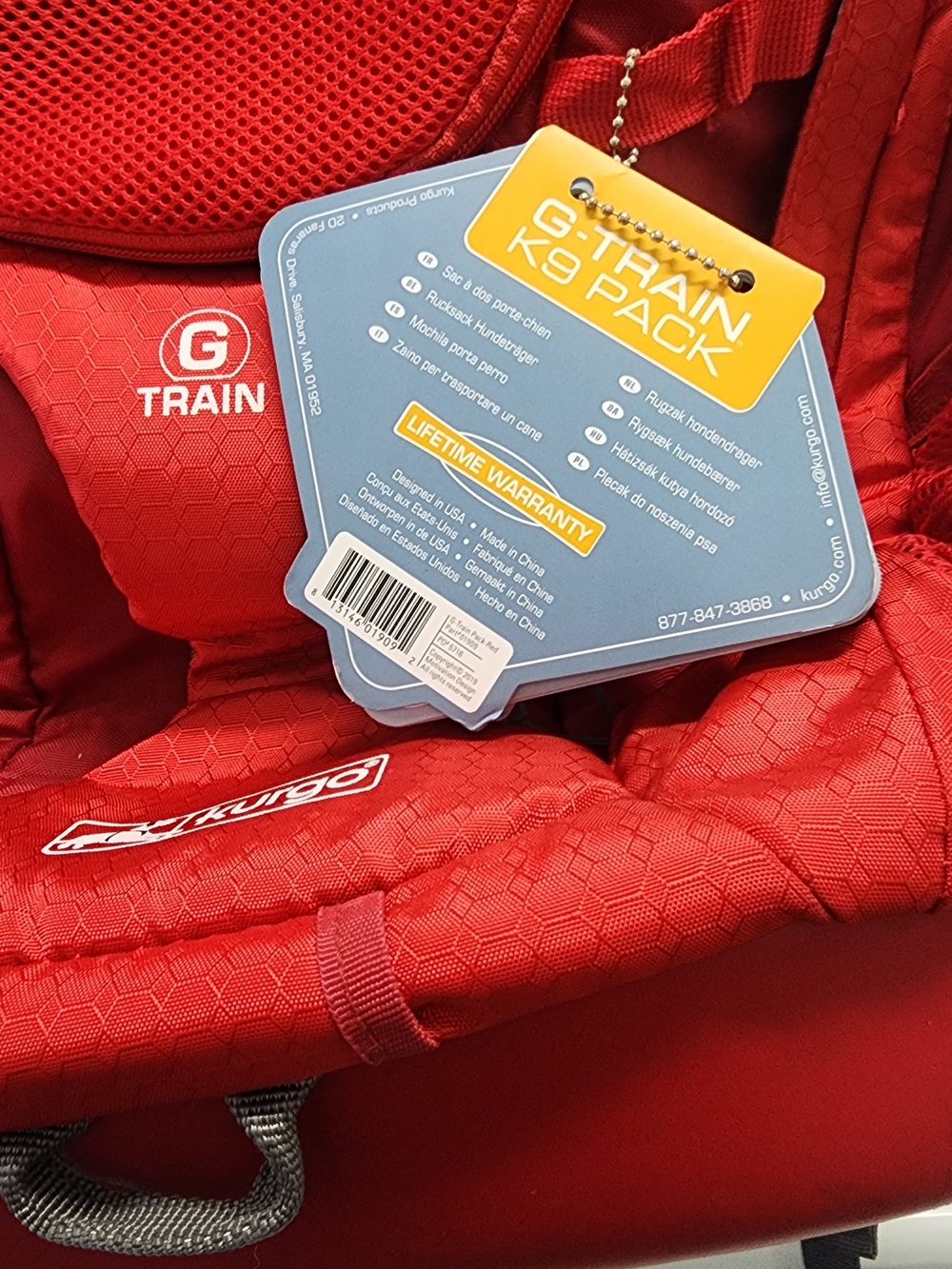 Kurgo Red G-Train Dog Backpack - Picture 3 of 8